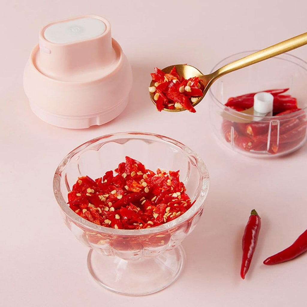 LSLJS Electric Garlic Chopper,Mini Portable Vegetable Chopper,Wireless Food Processor USB Rechargeable Kitchen Masher Food Chopper, Vegetable Blender Kitchen Tool for Ginger, Chili, Fruit, Meat