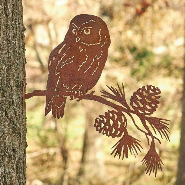 MIARHB Metal Owl On Branch Wall Decorations Tree Decorations Outdoor