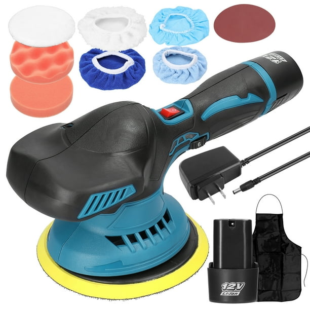 Lustradoras Irfora Pulidora de coche eléctrica de 6 pulgadas, máquina pulidora de encerado automático de alta eficiencia, herramienta rotativa multifuncional con almohadillas de capó de lana de esponj Irfora Lustradoras