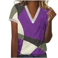 thumbnail image 2 of Wycnly Summer Tops for Women Summer Tops for Women Plus Size Lightweight Loose Lace Trim Tunic Tops Casual Geometric Print Blouses Girls V-Neck Short Sleeve T-Shirts, 2 of 5