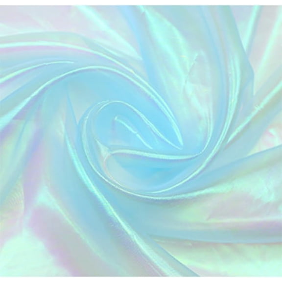 YYCRAFT Two Tone Sheer Organza Fabric by The Yard for Curtain Weddings Decor 5 Yards, Iridescent Baby Blue