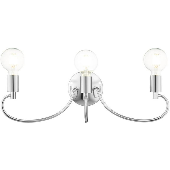 22 inch 3 Light Polished Chrome Bathroom Vanity light fixture with Steel base material