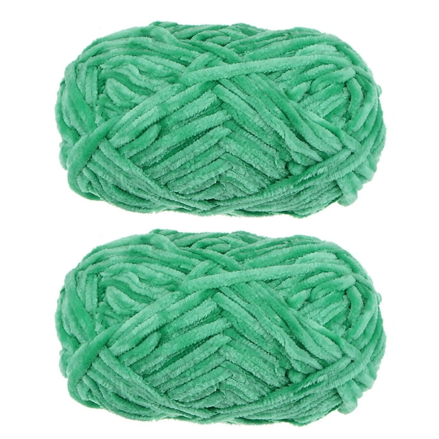 Unique Bargains 2 Pelotes Fil Velours Fil Chenille 87,49 Verges Polyester Fil Doux pour Couverture 2 Pcs Vert Foncé