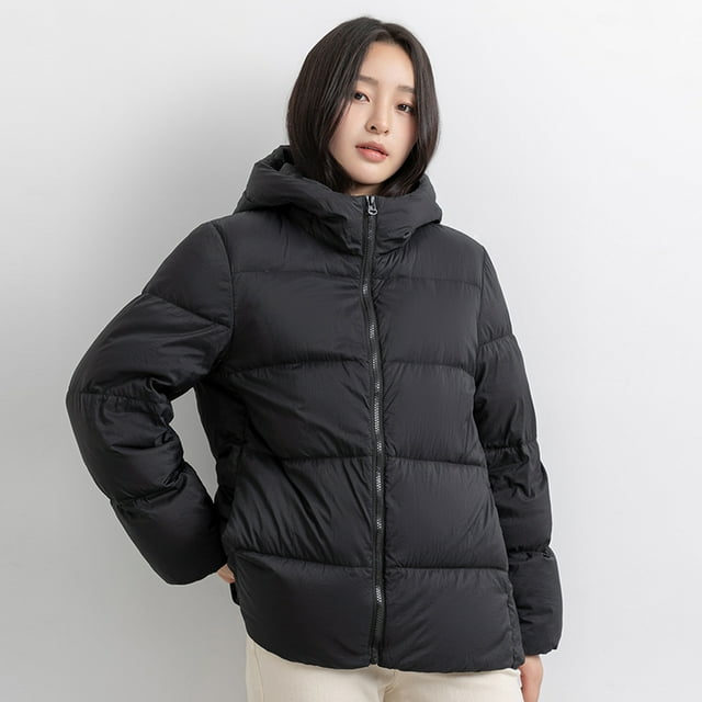 YAYA Women's Fashion Down Jacket Hooded Winter Coat Two-way Zip Down Jacket