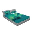 thumbnail image 2 of Ambesonne Nature Fitted Sheet & Pillow Sham Set, Misty Winter Day, Full, Petrol Blue Lime Green, 2 of 2