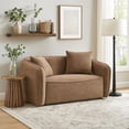 thumbnail image 6 of Benjara Keina Loveseat- 2 Accent Pillows- Modern Soft Brown Chenille- 57 Inch, 6 of 7