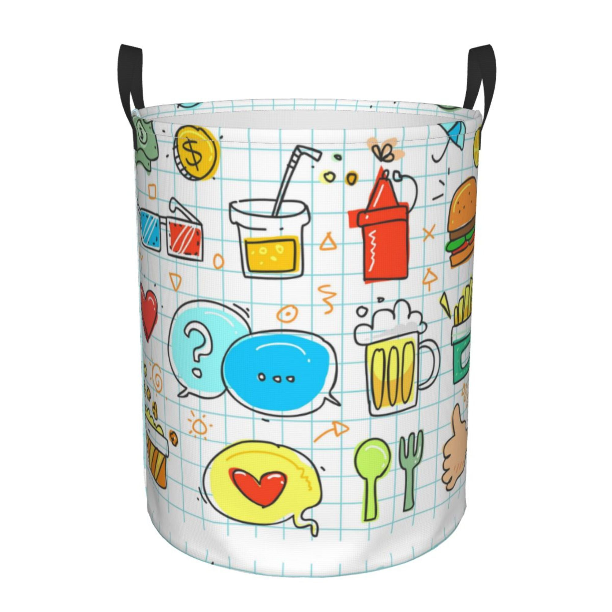 Colorful Doodle Laundry Basket Organizer Collapsible -Dirty Clothes ...