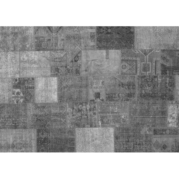 Ahgly Company Indoor Rectangle Patchwork Gray Transitional Area Rugs, 6' x 9'