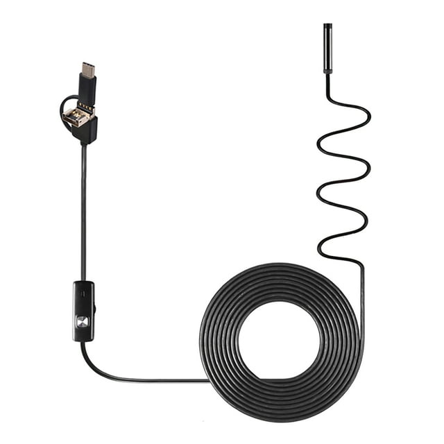 Yeacher Caméra d'Inspection Industrielle 3-en-1 avec Borescope Intégré 6 LEDs IP67 Étanche USB Type-C Remplacement pour Téléphone Intelligent Android/pc