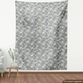 thumbnail image 4 of Ambesonne Grey Design Fabric by the Yard Upholstery, Snowy Flowers Leaves, 10 Yards, Earth Yellow and Ceil Blue, 4 of 5