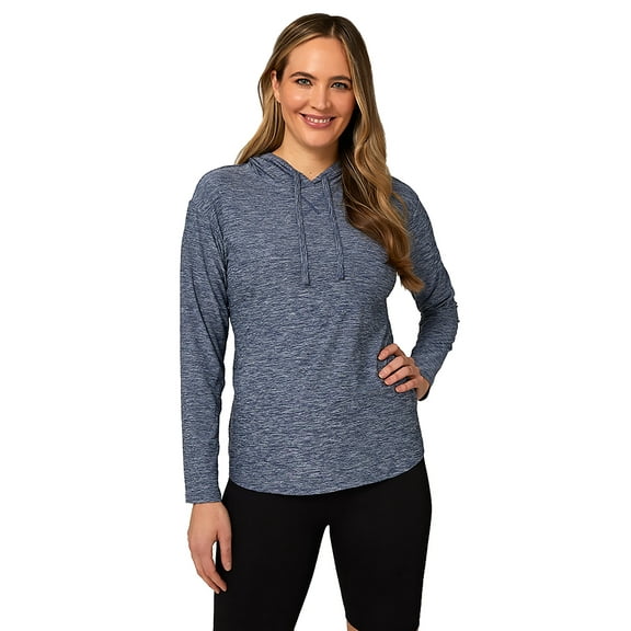 32 Degrees Women's Cool Long-Sleeve Hooded T-Shirt - Inky Indigo - Small