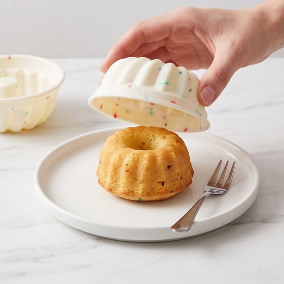 Beforeyayn Silicone Mini Bundt Cake Molds, Chimney Shape Baking Cups with Sprinkles, Food Grade Non-Stick Cupcake Liners, Reusable Muffin Pans for Oven, Air Fryer, Steamer
