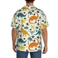 thumbnail image 3 of KLL Dinosaurs and Tropical Leaves Print Men's Shirt Short Sleeve Button Down Summer Cuba Beach Shirts- 3X-Large, 3 of 5