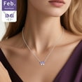 thumbnail image 2 of FindChic Bow Necklace for Women, Synthetic Amethyst Birthstone Necklaces Bow Heart Cubic Zirconia Pendant Birthday Mothers Day Jewelry Gifts Her Wife Lady Adults Ideas, 2 of 9