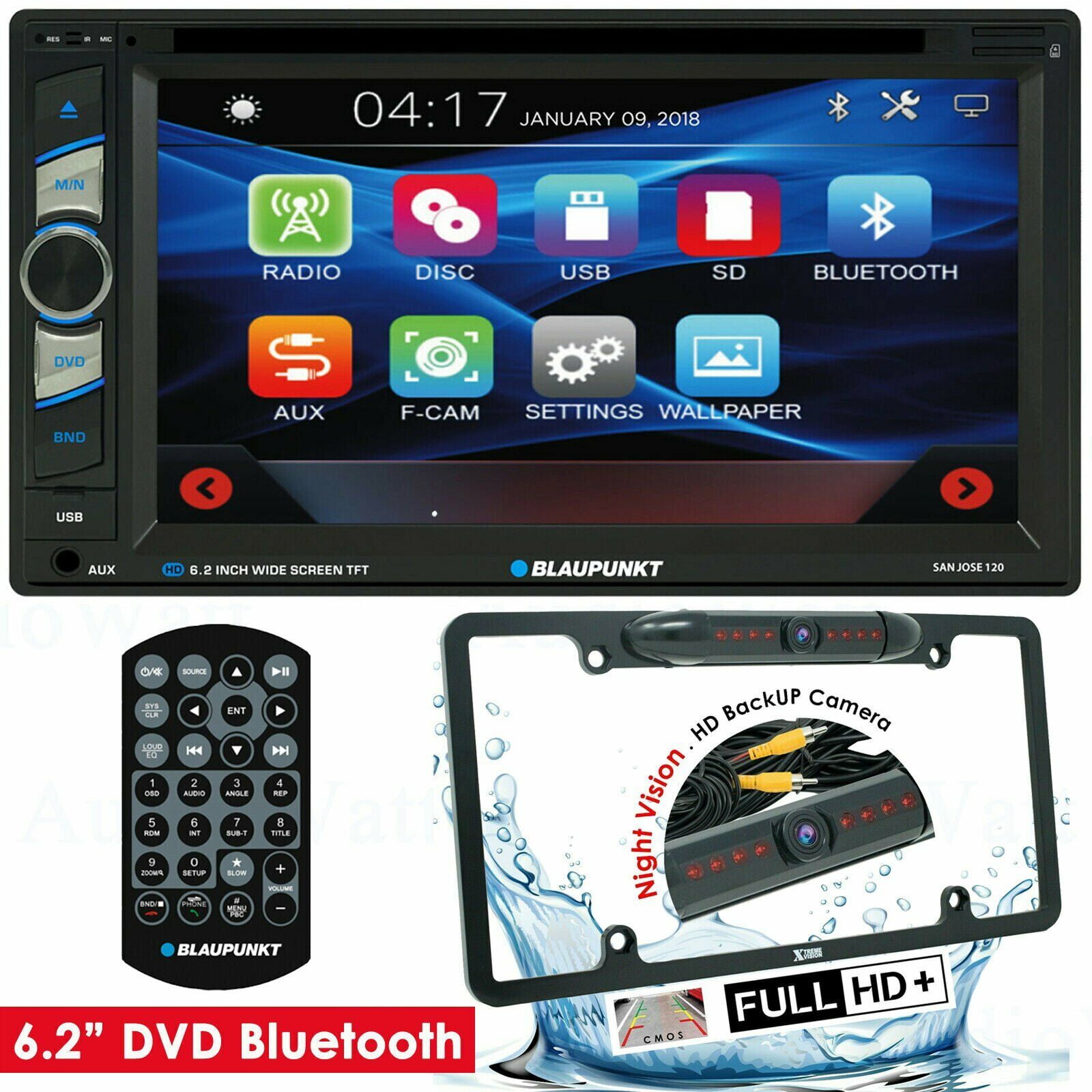 BLAUPUNKT SAN JOSE 120 CAR 6.2" 2 DIN TOUCHSCREEN DVD BLUETOOTH