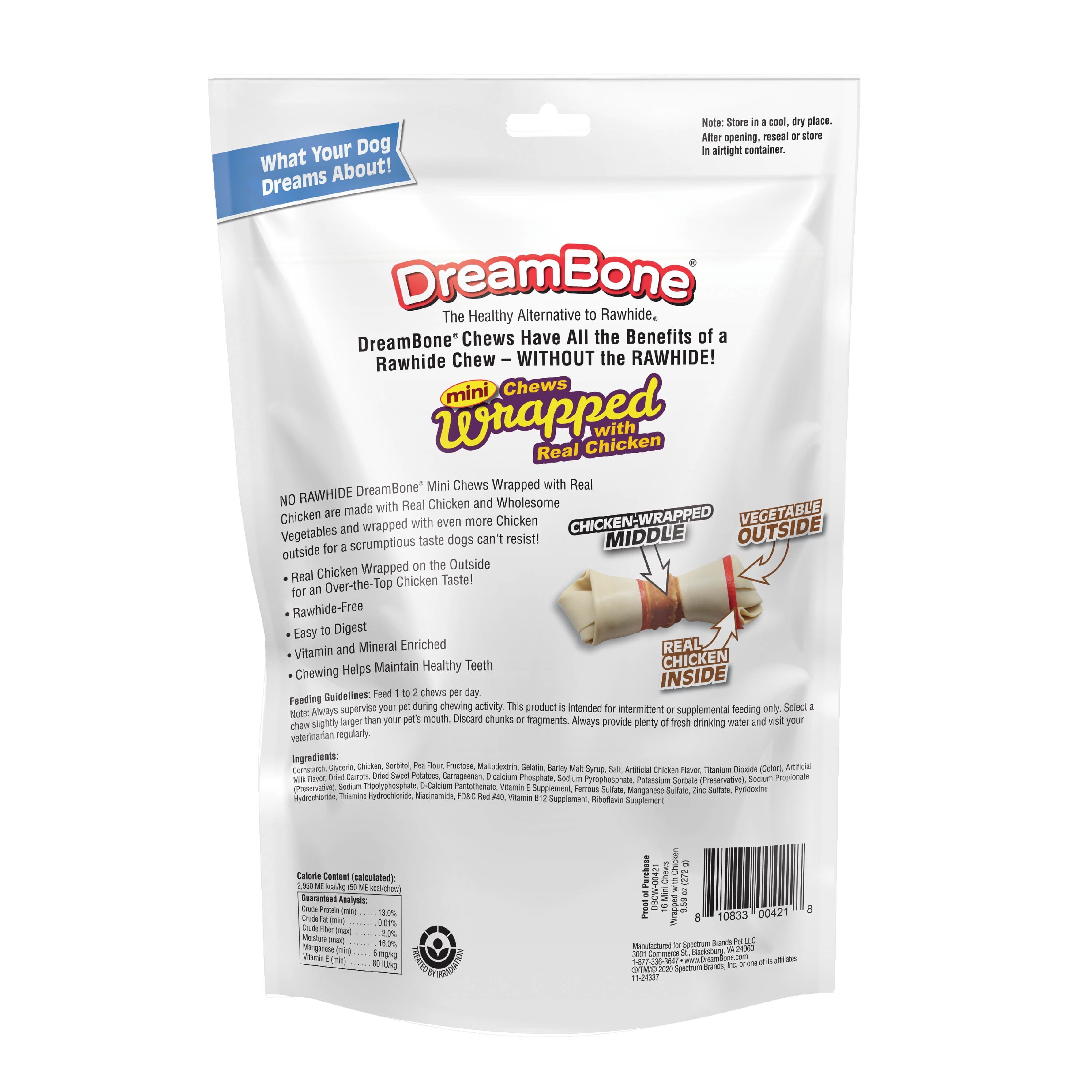 DreamBone Mini Chicken-Wrapped Dog Chews, Rawhide-Free Chews for Dogs, 16 Count