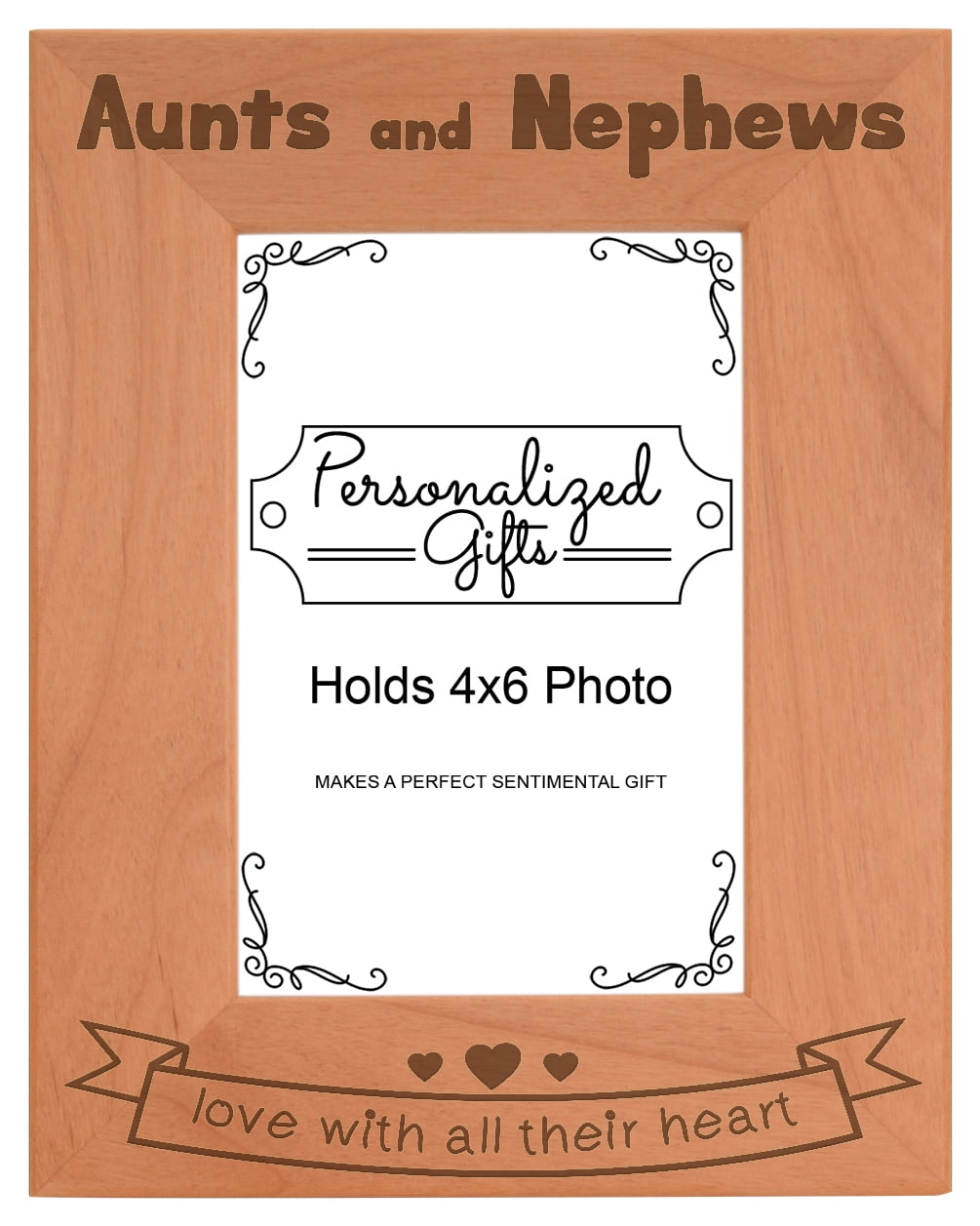 ThisWear Aunt Gift Aunts Nephews Love All Their Heart Wood Laser 4x6