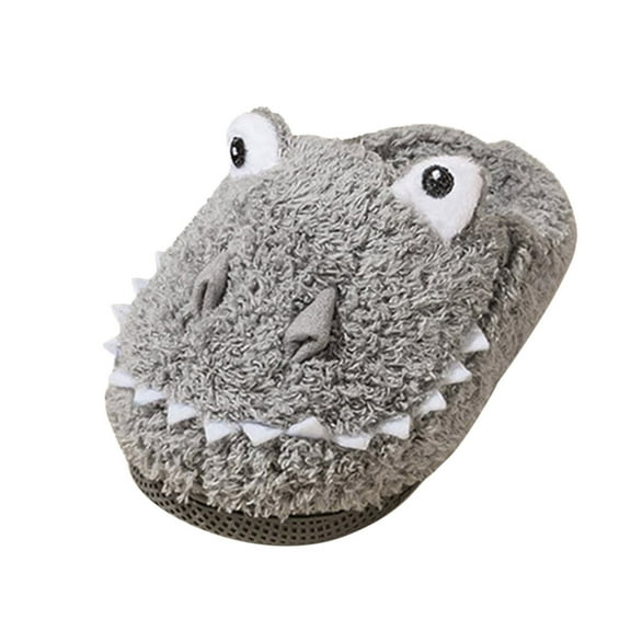 Ediodpoh Fashion Cute Autumn and Winter Boys and Girls Slippers Flat Bottom Lightweight Soft and Comfortable Warm Solid Color Cartoon Animal Shape Slippers Kids Grey 8