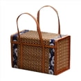 thumbnail image 3 of 2X Cesta Tejida para Picnic, Bolsa de Almacenamiento de Mimbre Con Asa, Cesta de Bambú Plegable Con Asa para Compras de Frutas Y Alimentos, Cesta de Bambú Plegable B, 3 of 5