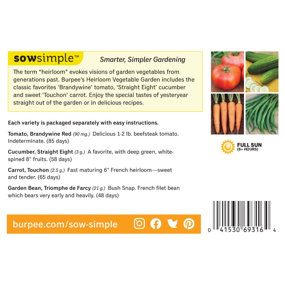 Burpee Heirloom Vegetable Garden Starter Garden Vegetable Seed Collection, 1-Pack