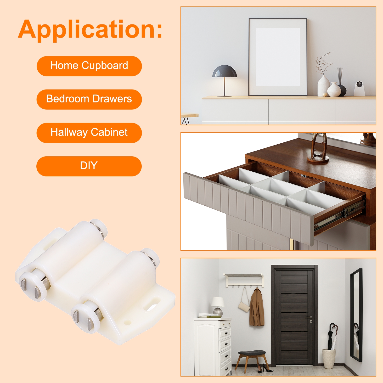 Unique Bargains Push to Open Pressure Touch Release Latches for Cabinets White