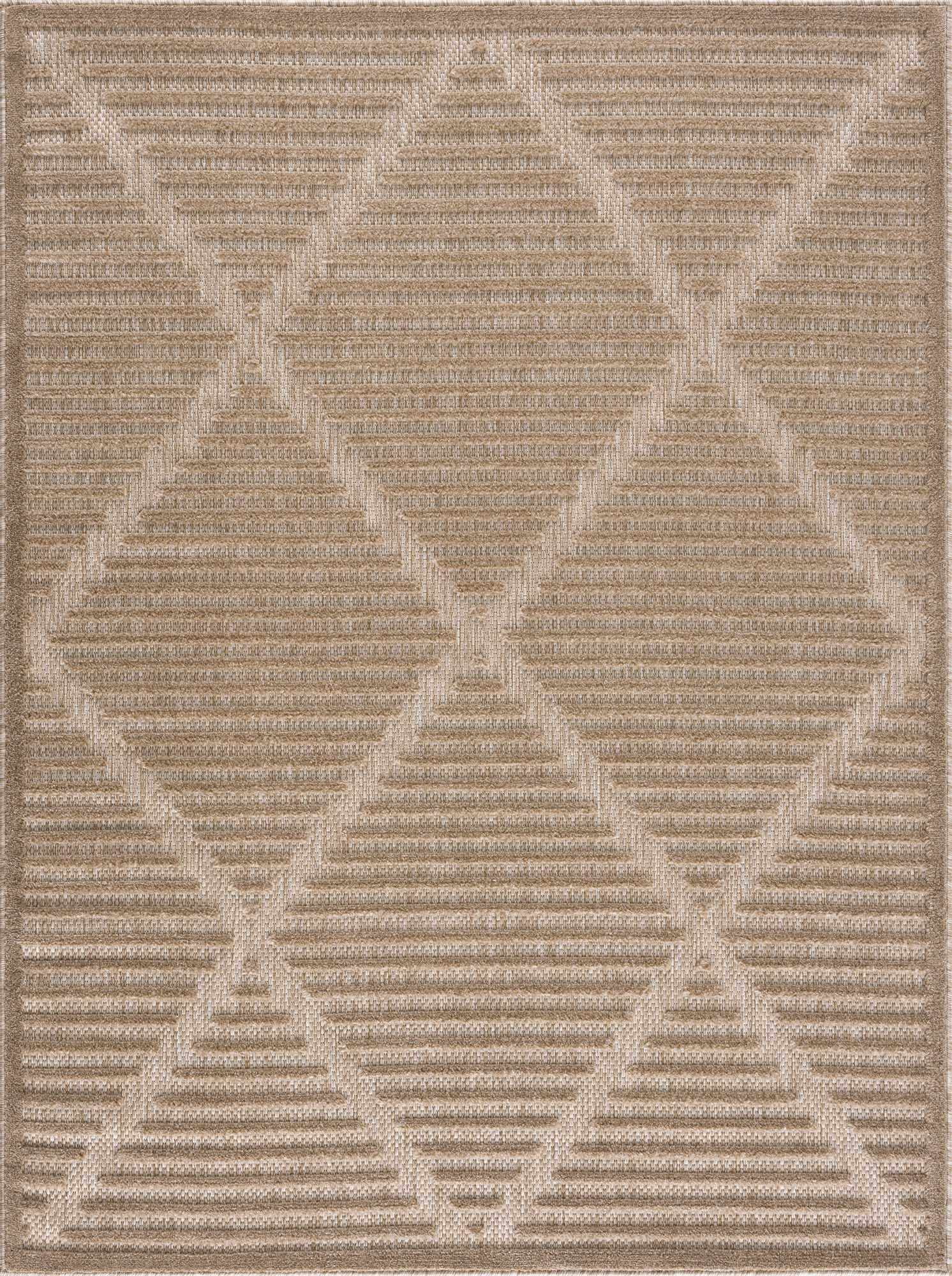 Hauteloom Anah Moroccan Geometric Area Rug - Outdoor Safe - Striped Diamond Performance Carpet for Porch, Patio, Living Room - High Traffic Rug - Brown, Tan, Beige - 5'3" x 7' (5x7 Area Rug)