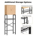 thumbnail image 6 of Biemlerfn Over the Toilet Storage Cabinet, Bathroom Storage Organizer with Adjustable Shelf, Toilet Paper Holder & Hooks, Freestanding Space Saver, Natural, 6 of 10