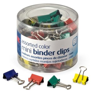 OfficeMate Mini Binder Clips, 60-Count, Assorted Colors