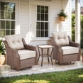 thumbnail image 3 of Bellefurn Outdoor Patio Swivel Rocker Patio Chairs with 6" Thick Cushion and Table,Rattan Patio Swivel Glider Chairs Outdoor Furniture Set Conversation Set for Porch,Deck,Yard, 3 of 11