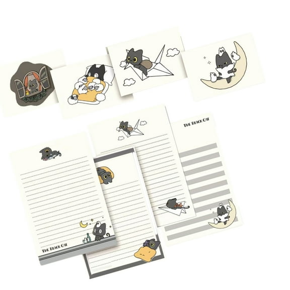 1 Set Little Black Cats Writing Paper Stationery Paper and Envelopes Set