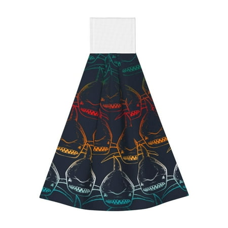 

Lukts Cartoon Sharks for Coral Fleece Velcro Towel Suitable for Bathroom Kitchen Hanging Absorbent Towel Household Items