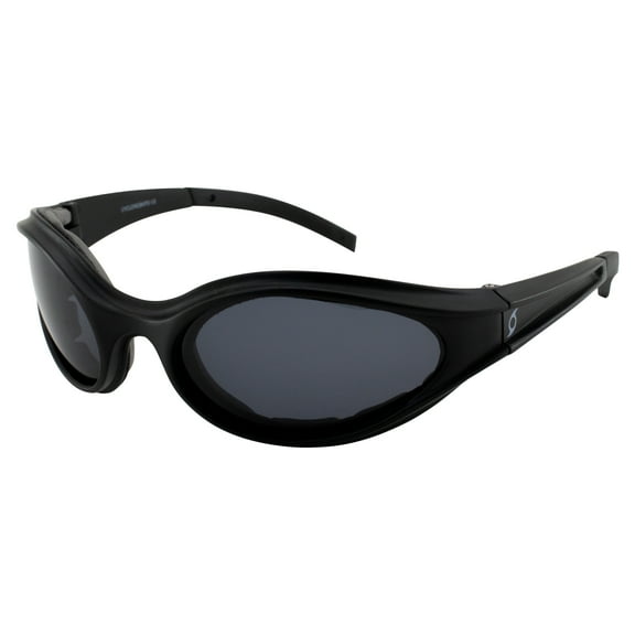 Hurricane Eyewear Cyclone Motorcycle Riding Sunglasses Black Frame with Polarized Smoke Lenses, Vented Foam Padded Sport Wrap Protective Eyewear
