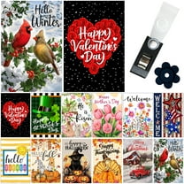 Yileqi Seasonal Garden Flag Set of 12 Double Sided 12x18 Inch, Small Yard Flags for the Entire Year, Holiday Garden Flag Set for Outside Decor, with Free Anti-Wind Clip and Stopper