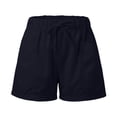 thumbnail image 5 of PIMSSY Women Casual Shorts Solid Color Straight Leg Lace Up Drawstring Pockets Classic High Waist Sports Loose Vacation Fashion Bottoms, 5 of 6