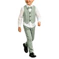 thumbnail image 2 of Lovzfmll 4-Piece Boy's Suit, Plaid Vest & Shirt & Pants & Hat, Formal Performance Wear for Toddler, 3-4 Years, 2 of 10