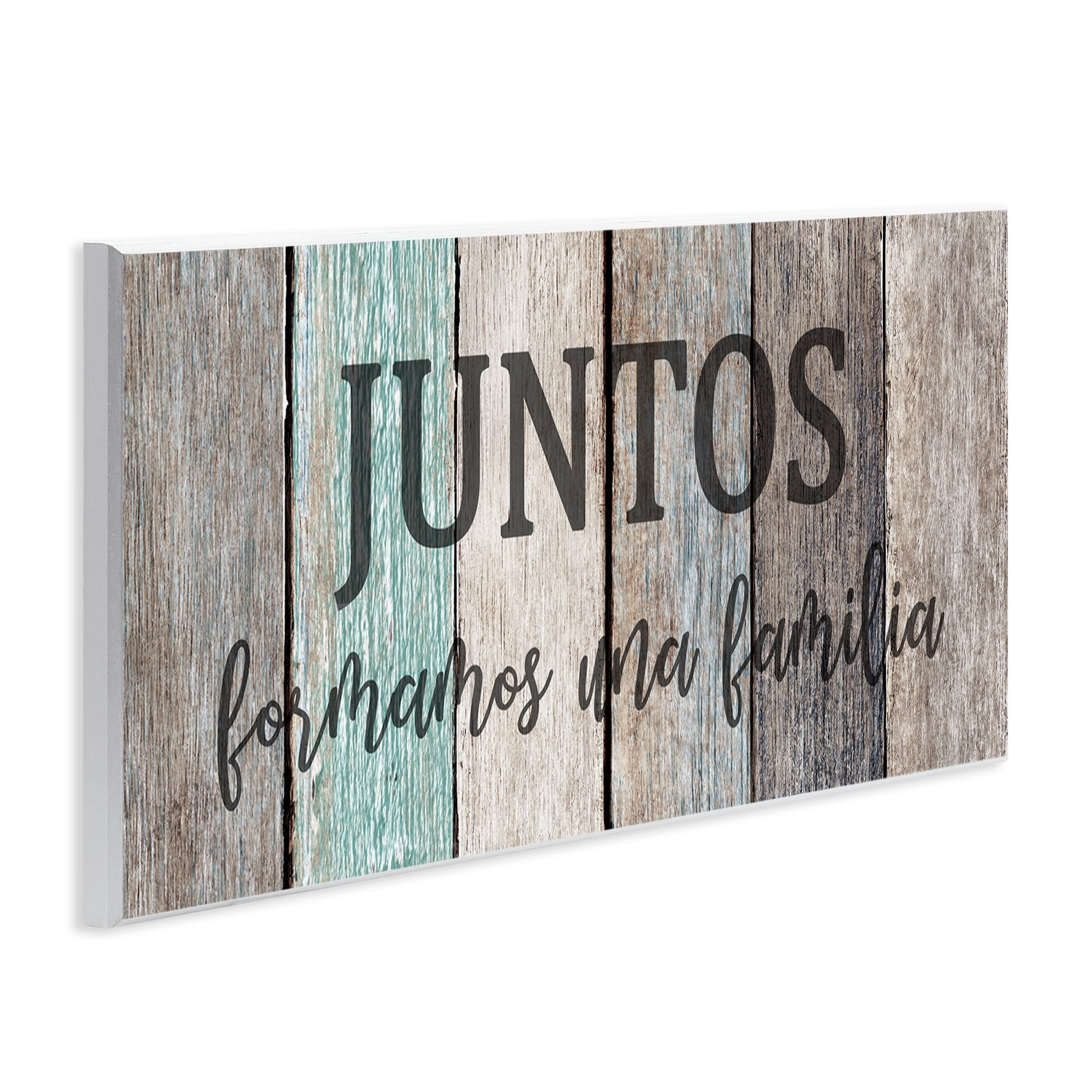 Stupell Industries Juntos Formamos una Familia Inspirational Quotes & Sayings Painting Unframed Art Print Wall Art, 17 x 7