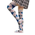 thumbnail image 4 of COUVER Women’s Thigh High Over Knee Fashion Argyle Socks, White Gray Bright Blue, Medium, 2 Pairs, 4 of 8