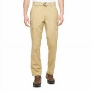 Wearfirst Men's Free Band Stretch Cargo Pant with Removable D Ring Belt (Tan, 36W x 34L)