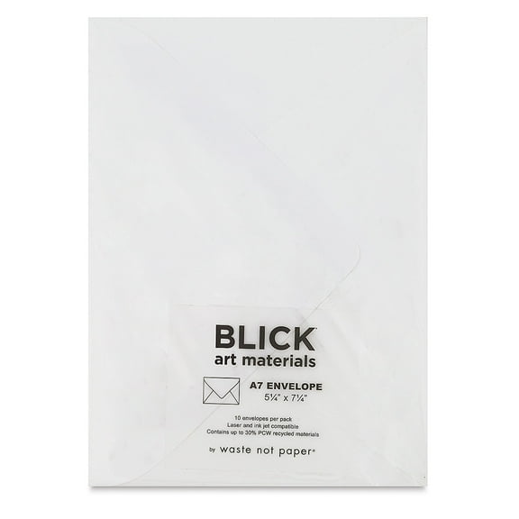 Blick Cards and Envelopes - A7 Envelope, Pure White, 5-1/4" x 7-1/4", Pkg of 10