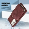 thumbnail image 6 of Dteck Zipper Wallet Case for Samsung Galaxy S23 Ultra,Shockproof Leather 5 Card Slots Holder Wrist Crossbody Strap Handbag Protective Kickstand Cover for Galaxy S23 Ultra,Winered, 6 of 7
