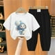 thumbnail image 2 of Odeerbi 2-12 Años Niño Niña Conjunto de Verano Camiseta de Manga Corta de Algodón Ice Silk Pantalón de Chándal Conjunto de Dos Piezas de Ropa Interior Estampada, 2 of 4