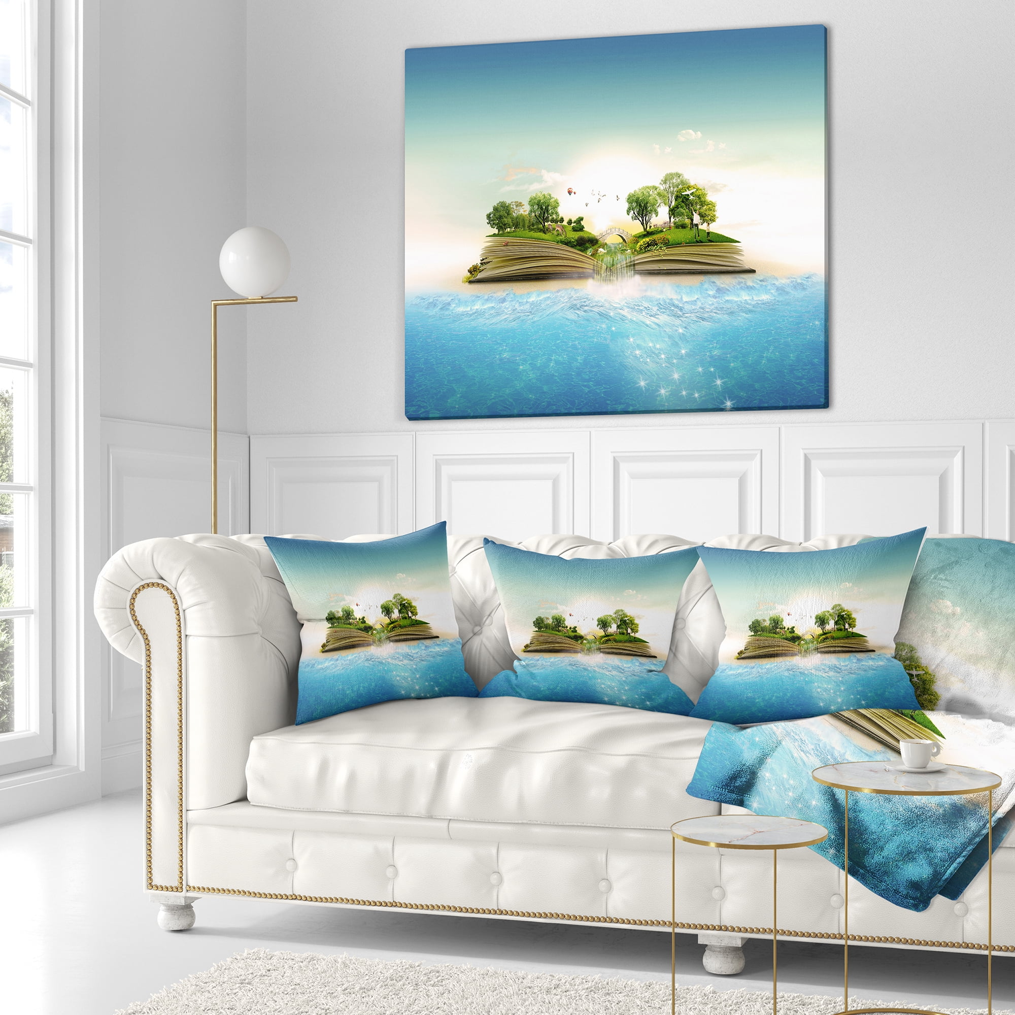 Designart Magical Book about Nature - Contemporary Throw Pillow - 16x16