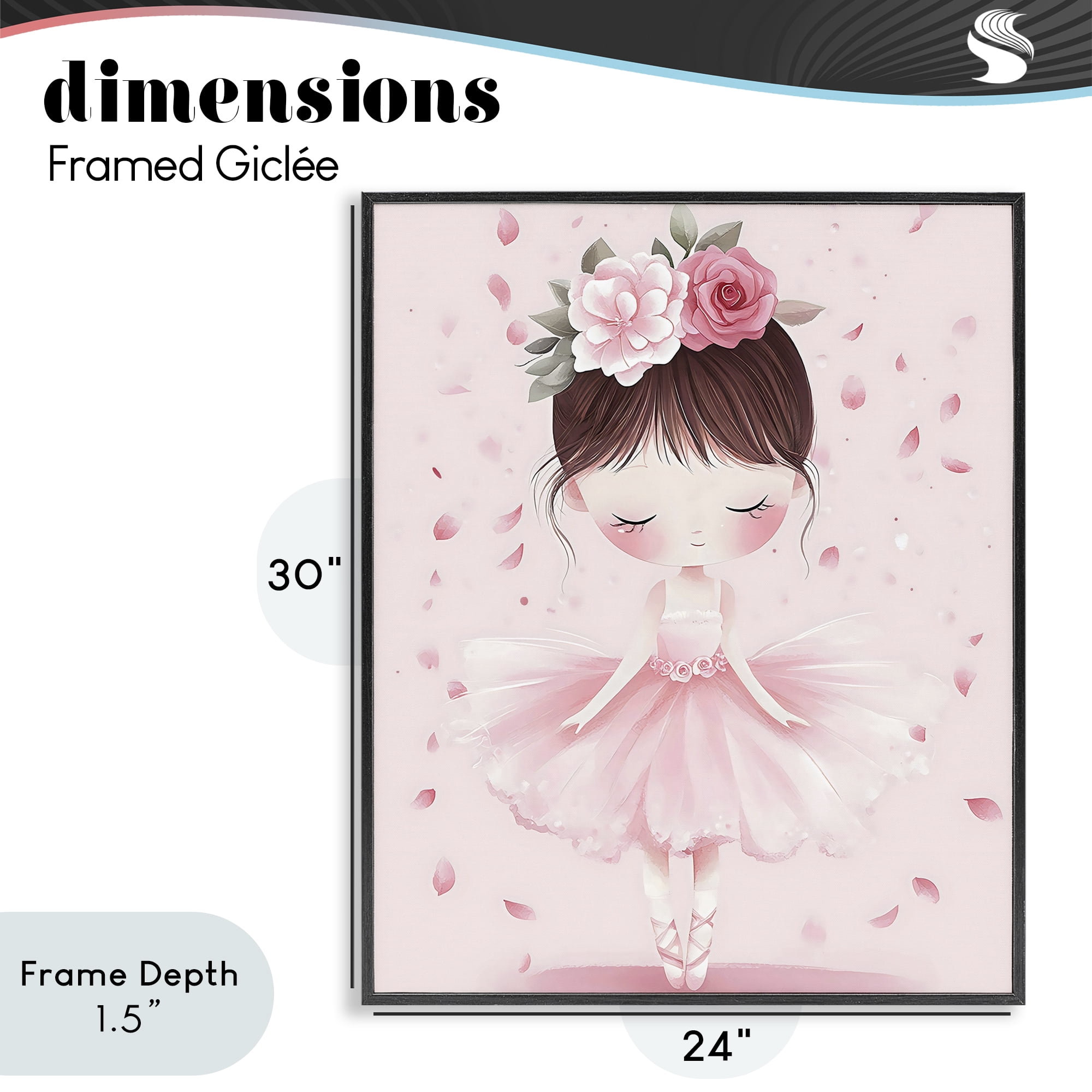 Stupell Industries Ballerina With Floral Headdress Black Framed Giclee Art, design by Creative Studio