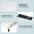 thumbnail image 6 of VanAcc Queen Size Bed Frame with LED Headboard, Linen Button Tufted Upholstered Platform Bed with USB Charging Station, Slats Support, White, 6 of 7