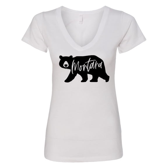Inktastic Montana Black Bear Silhouette Women's V-Neck T-Shirt