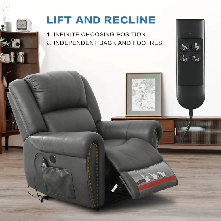 TEKAMON Electric Lift Recliner, Heat Massage, Dual Motor, USB