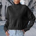 thumbnail image 2 of VISALY Turtleneck Sweatshirt Crochet Sweaters Turtleneck Sweater Oversized Long Sleeve Knitted Pullover Fall Winter Trendy Basic Crop Sweaters Hoodies Pullover Solid Sweatshirt Sweatshirt Black S, 2 of 4