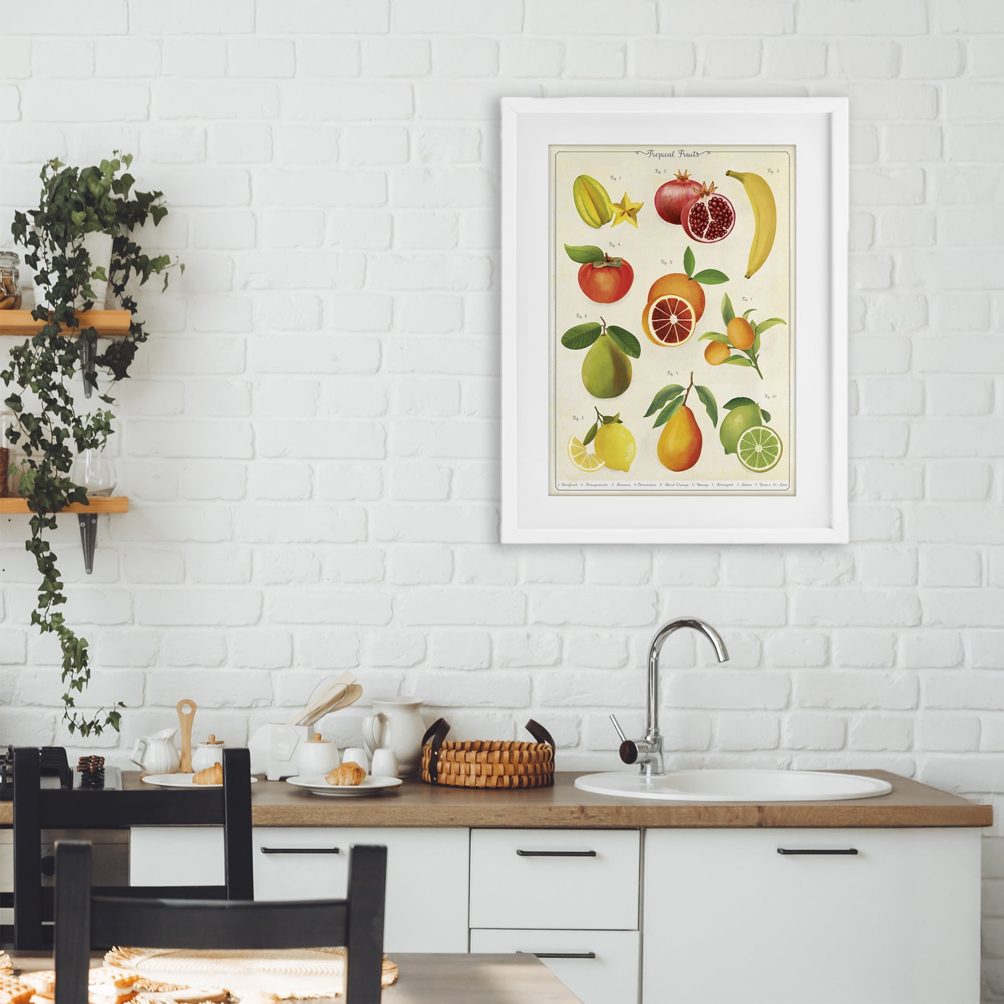 Stupell Industries Vintage Tropical Fruit Studies White Framed Print Under Glass, design by Diane Neukirch