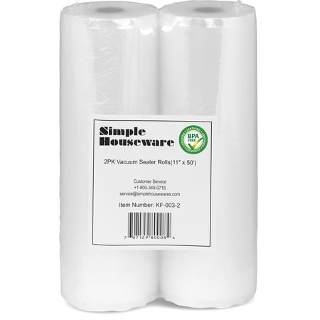 

2 Pack - SimpleHouseware 11 x 50 Feet Vacuum Sealer Bags (total 100 feet)