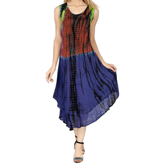 HAPPY BAY Women's Summer Plus Size Swing House Wear Dresses L-XL Cobalt_AC1042